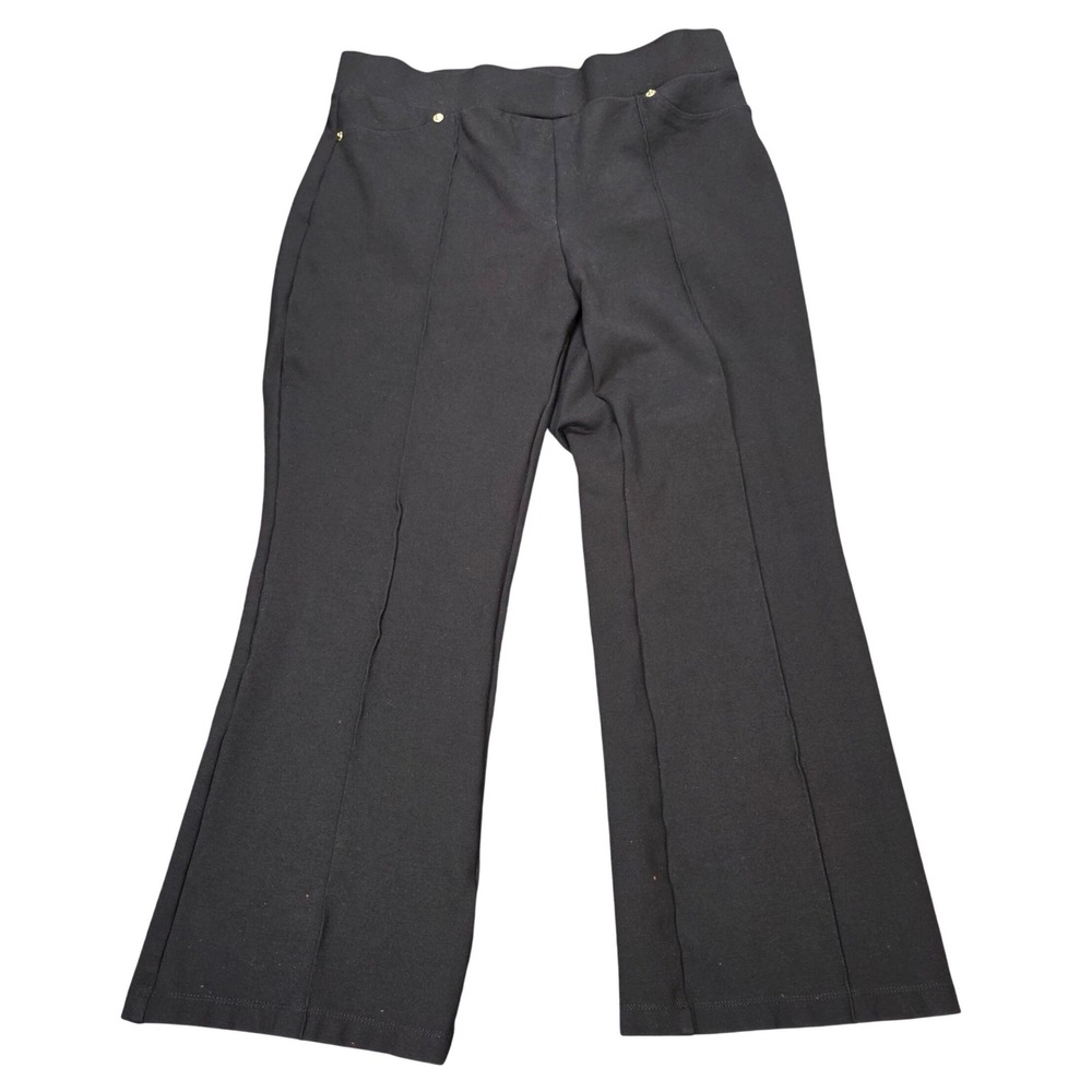 Michael Michael Kors Pull On Pants Women's Size M Black Flare Leg Gold Hardware